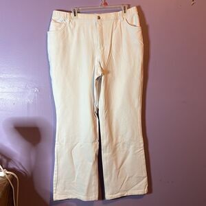 Denim & Co. Women’s White Stretch Jeans 20W Plus Size Casual Denim Pants
